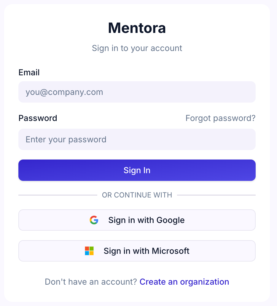 SSO setup form showing where to configure Google and Microsoft